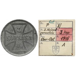 Ober-Ost. 3 kopějky 1916-A, Berlín - ex. Kalkowski