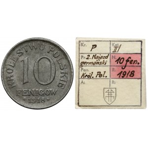 Królestwo Polskie, 10 fenigów 1918 - ex. Kałkowski