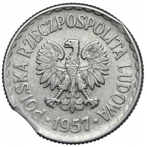 Destrukt 1 złoty 1957 - koncówka blachy