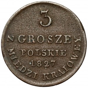 3 haliere 1827 IB z medenej krajiny