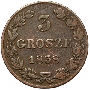 3 pennies 1838 MW