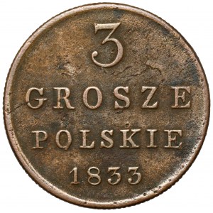 3 grosze polskie 1833 KG - rzadki rocznik