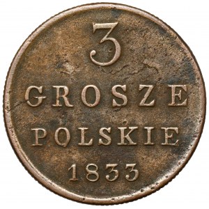 3 polnische Grosze 1833 KG - seltener Jahrgang