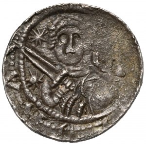 Ladislaus II the Exile, Denarius - Prince and Bishop - stars and S