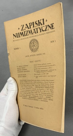 Zapiski numizmatyczne Rok I nr. 1