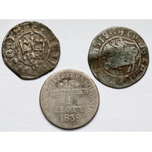 Kasimir IV. Jagiellone und Sigismund I. der Alte, Halbpfennig und 15 Kopeken = 1 Zloty 1838, Satz (3 Stück)