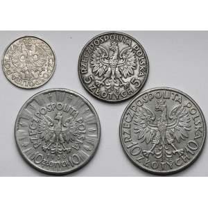 5-10 złotych - falsyfikaty z epoki i 20 groszy 1923, zestaw (4szt)