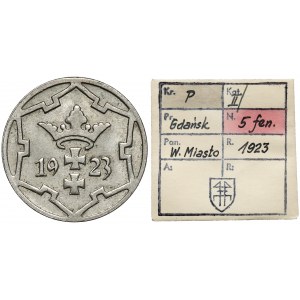 Gdaňsk, 5 fenig 1923 - ex. Kalkowski