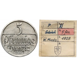 Gdaňsk, 5 fenig 1928 - ex. Kalkowski