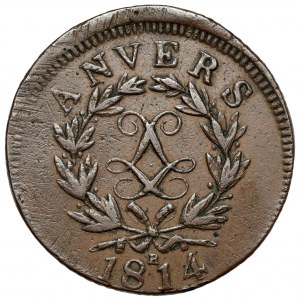 Francúzsko, Ľudovít XVIII, 10 centimov 1814-B, Antverpy [obliehacie mince].