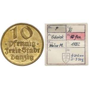 Gdaňsk, 10 fenig 1932 Cod - ex. Kalkowski