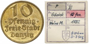 Gdansk, 10 fenig 1932 Cod - ex. Kalkowski
