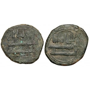 Dynastia Abbasydów, Kauf Al Mansur AH 136-158 (AD 754-775) AE Fals (w formie dirhama), zestaw (2szt)