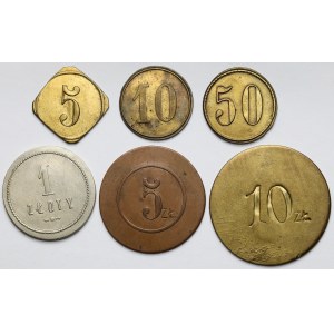 Monogram EL (Warsaw?), from 5 pennies to 1 zloty (6pc)