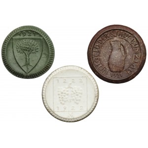 Waldenburg, Boleslawiec and Grünberg, 20-25 fenig and 1 mark, set (3pcs)