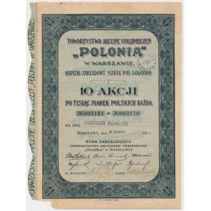 Tow. Akc. Ubezpieczeń POLONIA, Em.1, 10x 1.000 mkp 1922