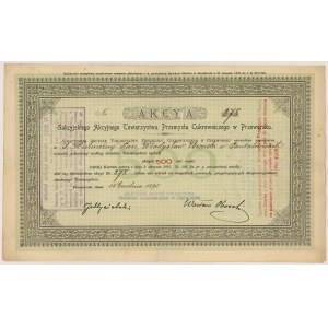 Galicyjskie Akc. Tow. Producentu Cukrowniczego ..., 500 guld / 1,000 kr 1895 / 4,000 mkp 1921 / 500 zl 1924