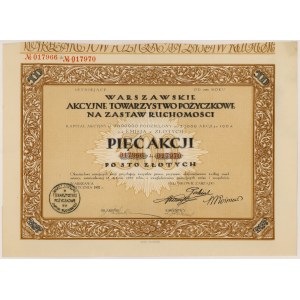 Warszawskie Akc. Tow. Pożyczkowe na Zastaw Ruchomości, Em.5, 5x 100 zł 1932