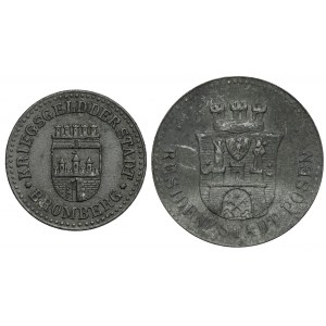 Bydgoszcz a Poznaň, sada náhradních mincí 10 feniků 1917-1919 (2ks)