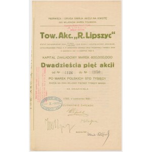 Tow. akc. R. LIPSZYC, Em.1 and 2, 25x 100,000 mk 1923