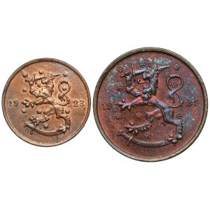 Finnland, 1-5 penniä 1923-1935, Los (2Stück)