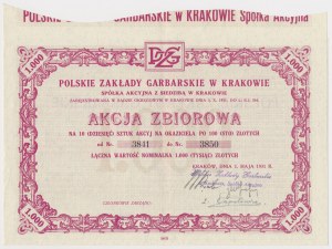 Polskie Zakłady Garbarskie w Krakowie, 10x 100 zł 1931