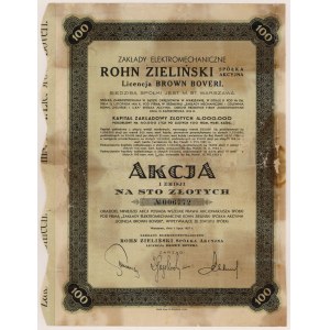 Zakłady Mechaniczne i Odlewnia ROHN, ZIELIŃSKI i Ska, Em.1, 100 zł 1937