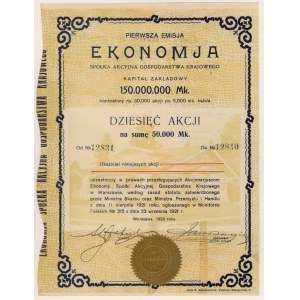 EKONOMJA Sp. Akc. Gospodarstwa Krajowego, Em.1, 10x 5.000 mk 1922