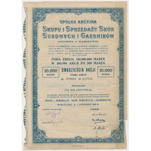 Spółka Akc. Skupu i Sprzedaży Skór Surowych i Garbników, Em.8, 20x 500 mkp 1923