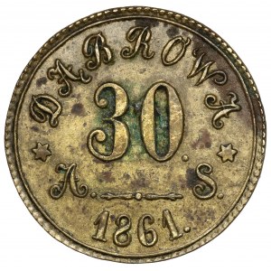 Dabrowa, žetón s nominálnou hodnotou 30 kopejok 1861
