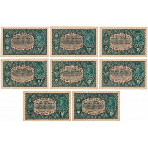 10 mkp 08.1919 - various series (8pcs)