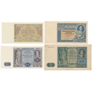 Satz polnischer Banknoten 1929-1941 (4 Stck.)