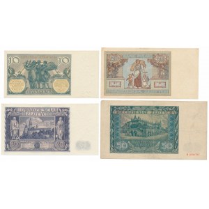 Satz polnischer Banknoten 1929-1941 (4 Stck.)