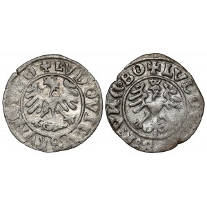 Slezsko, Świdnica, Ludwik Jagiellończyk, půlpenny 1525-1526, sada (2ks)