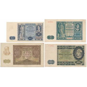 Sada 20-zlotých z roku 1936 a okupačných bankoviek (4ks)