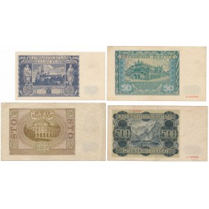 Zestaw 20 zł 1936 i banknoty okupacji (4szt)