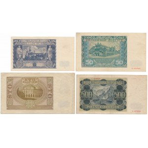Satz 20-Zloty-Banknoten von 1936 und Besetzung (4 Stück)