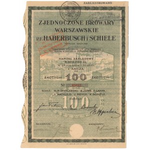 United Warsaw Breweries p.f. Haberbusch and Schiele, Em.1, 100 zl.