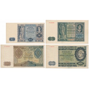 Sada 20-zlotých z roku 1936 a okupačných bankoviek (4ks)
