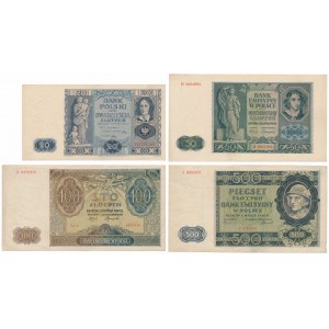 Satz 20-Zloty-Banknoten von 1936 und Besetzung (4 Stück)