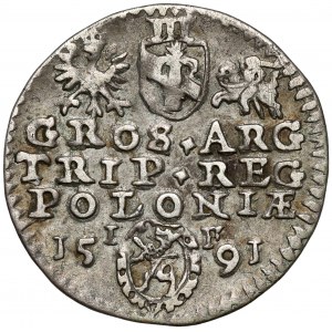 Zygmunt III Waza, Trojak Olkusz 1591 - ozdobna tarcza
