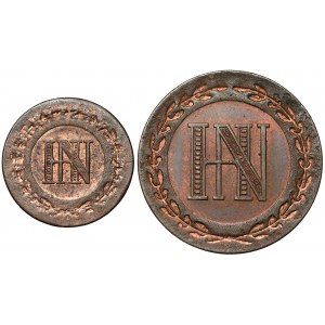 Westfalen, 1-3 centime 1809, Satz (2Stk)