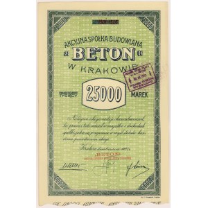 BETON Akc. Sp. Budowlana in Krakau, 25.000 mkp 06.1921