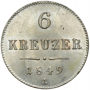 Austria, Franz Joseph I, 6 kreuzer 1849-A