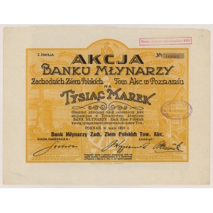 Bank of Millers of Western Polish Lands, Em.1, 1,000 mkp 1921