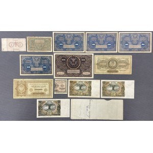 Banknotensatz, Polnische Mark, Zloty, Ghetto und Wechsel (14 Stück)