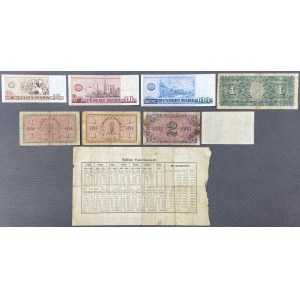 Zestaw banknotów MIX głównie Niemcy + obligacja, 1857 (9szt)