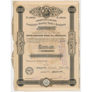 ZAWIERCIE Tow. of Cotton Spinning Plants..., Em.4, 6.000 mkp 1923