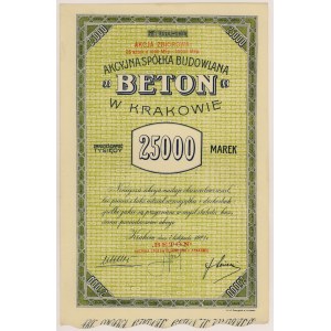 BETON Akc. Sp. Budowlana in Krakau, 25.000 mkp 11.1921