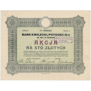 Banka KWILECKI, POTOCKI &amp; S-ka, Em.1, 100 PLN